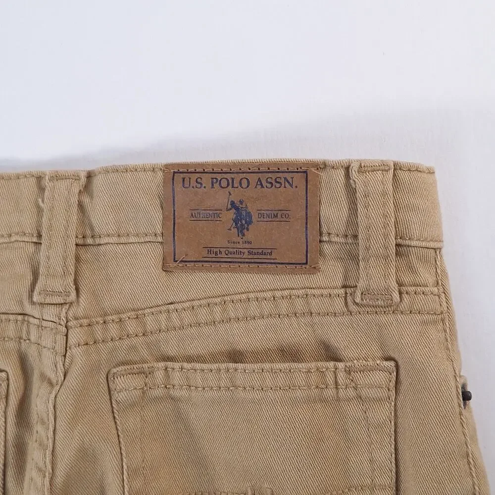 U.S. Polo Assn Boys Size 4 Honey Straight Twill Pants NWT Adjustable School Play